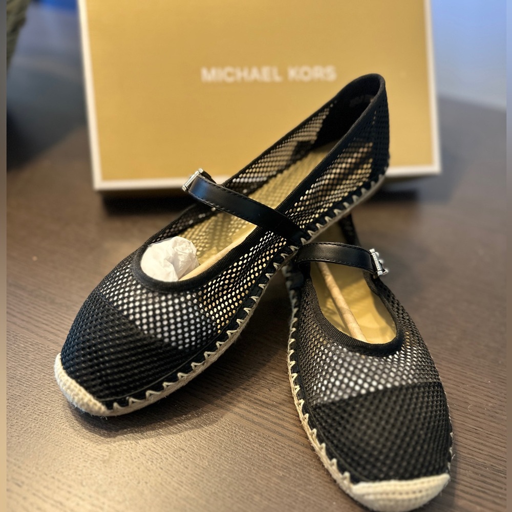 NEW Michael Kors Lynn BLACK Ballet Espadrille - Cream